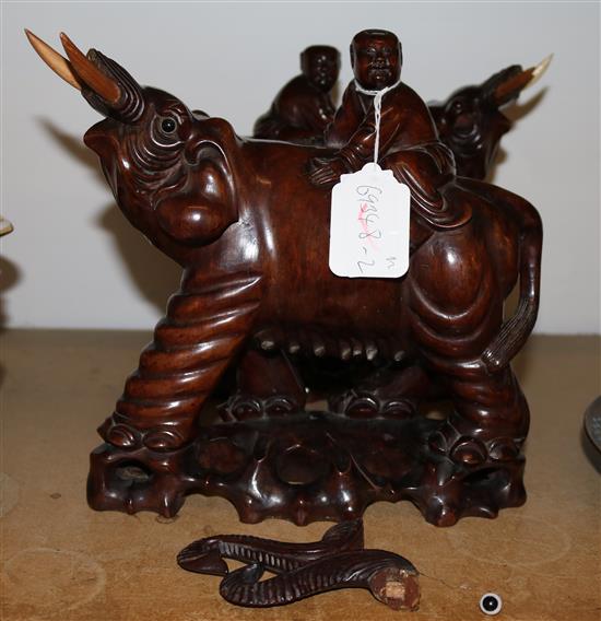 Pair of hardwood elephants